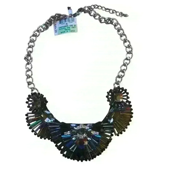 INC International Concepts Silver-Tone Iridescent Bead Statement Necklace NWT - Picture 1 of 5